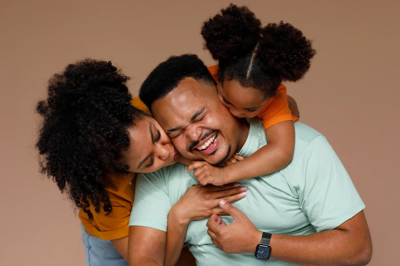 Happy family laughing together